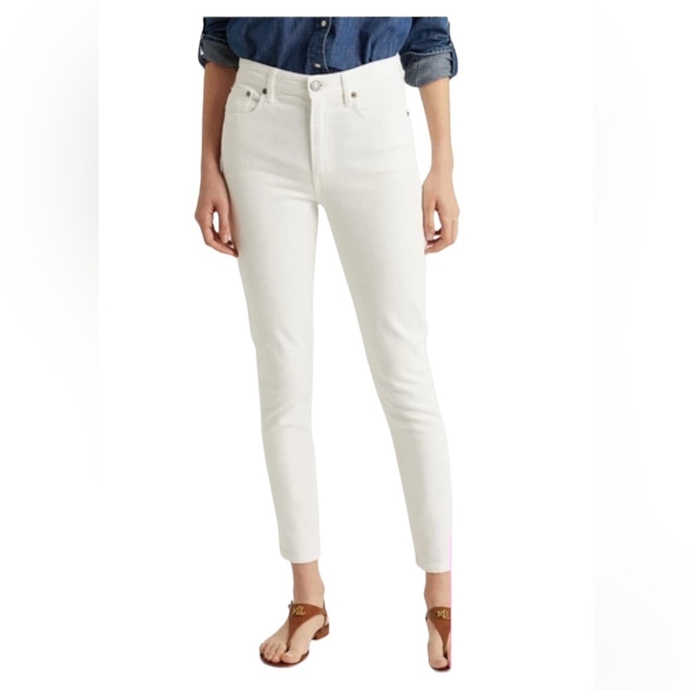 LAUREN Ralph Lauren ivory denim ankle skinny five pocket‎ jeans Sz 12